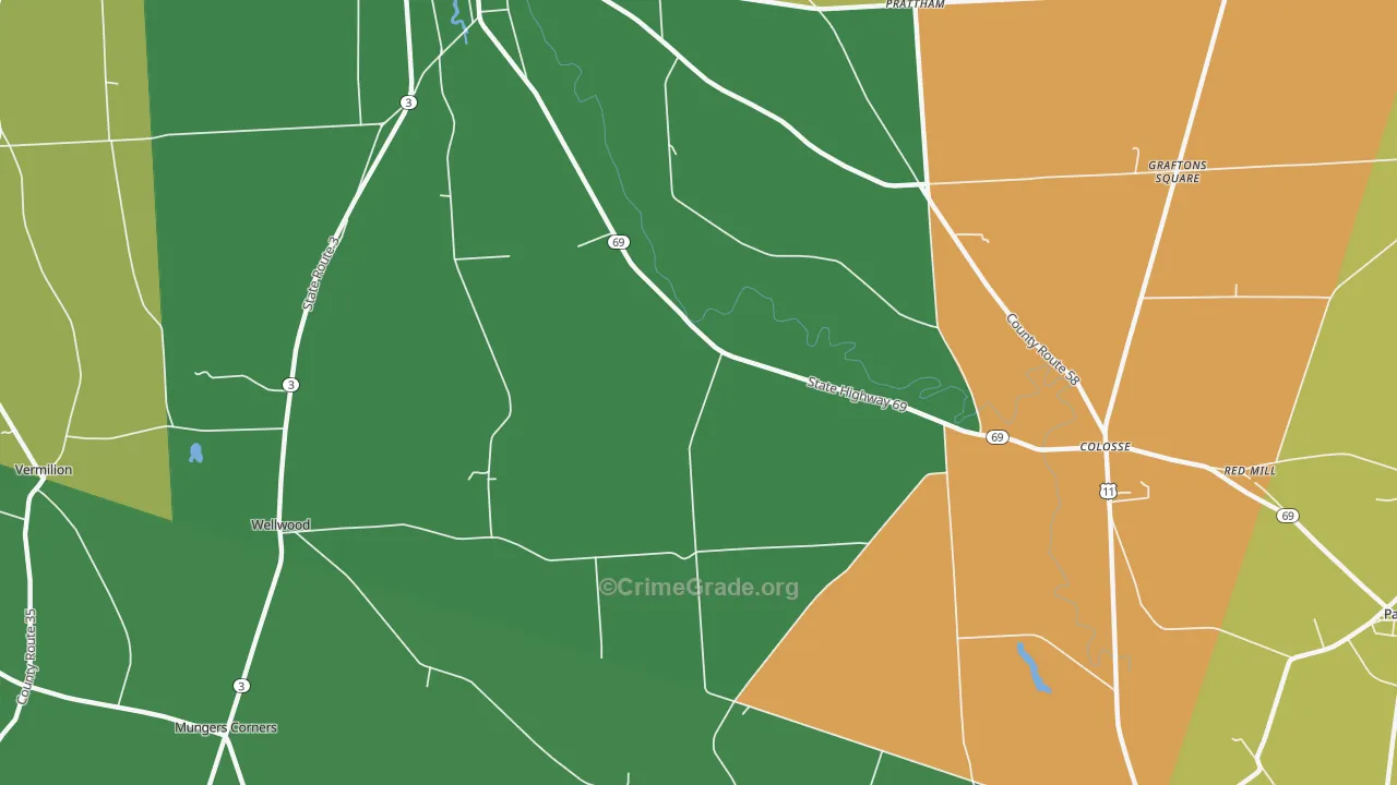 Lycoming, NY Map of Robbery Rates