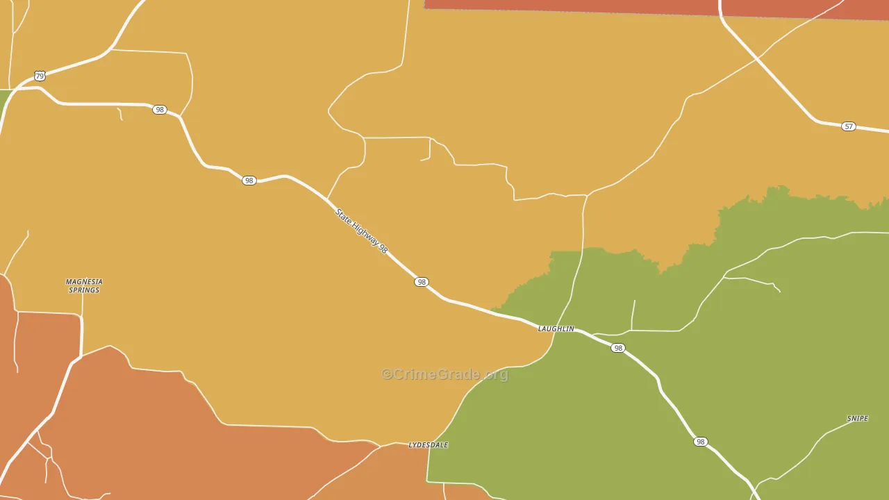 Lydesdale, AR Map of Robbery Rates