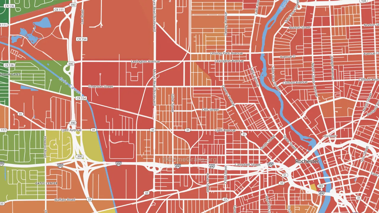 Lyell-Otis, Rochester, NY Map of Robbery Rates