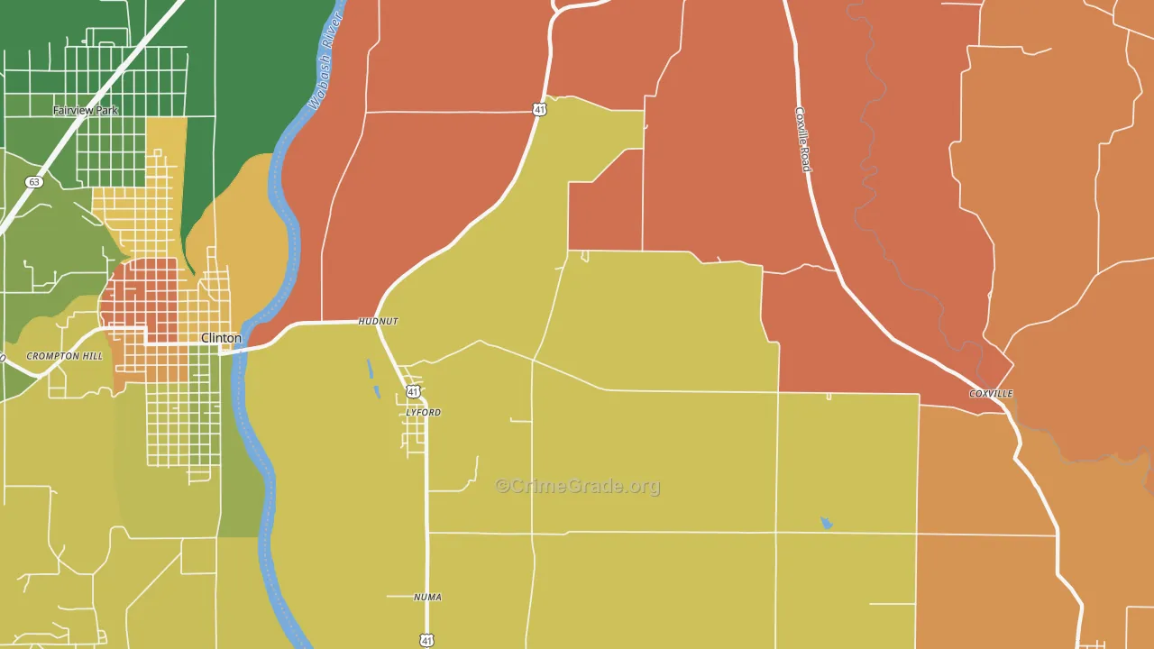 Lyford, IN Map of Robbery Rates