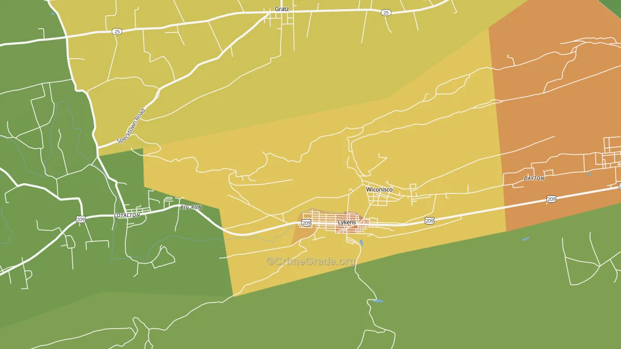 Lykens, PA Map of Robbery Rates
