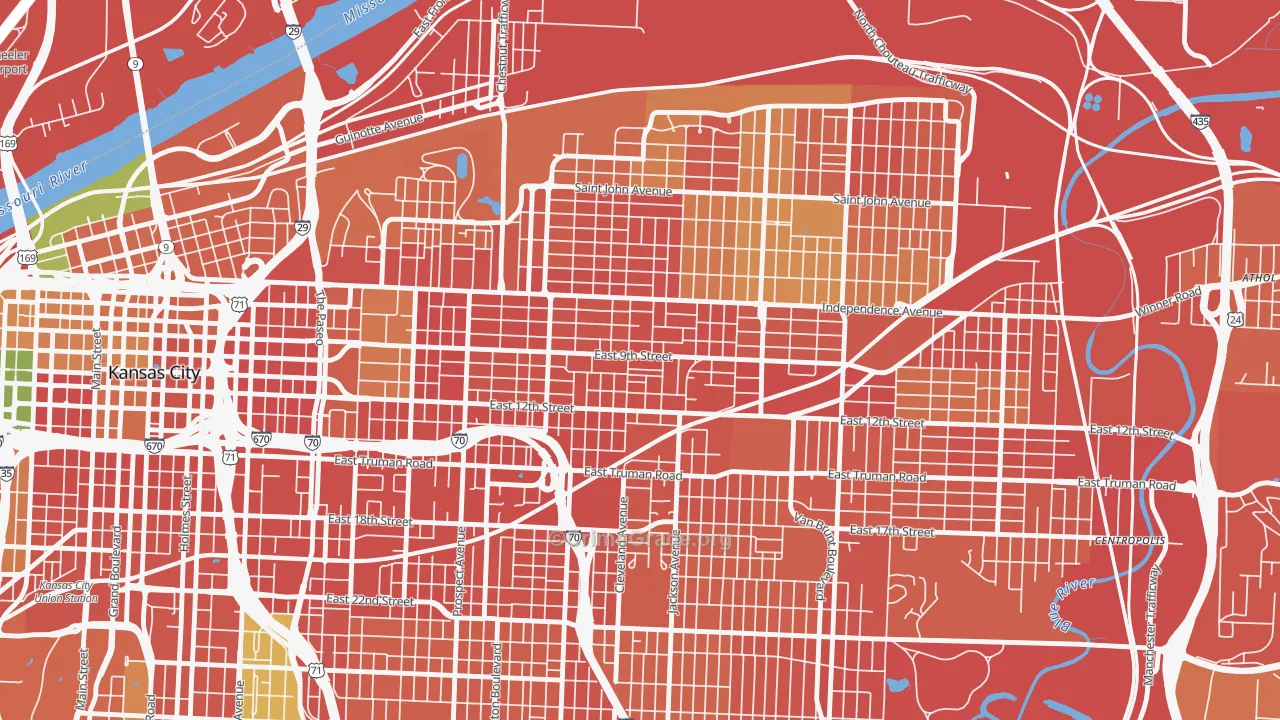 Lykins, Kansas City, MO Map of Robbery Rates
