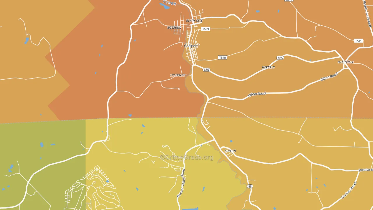 Lyleville, PA Map of Robbery Rates