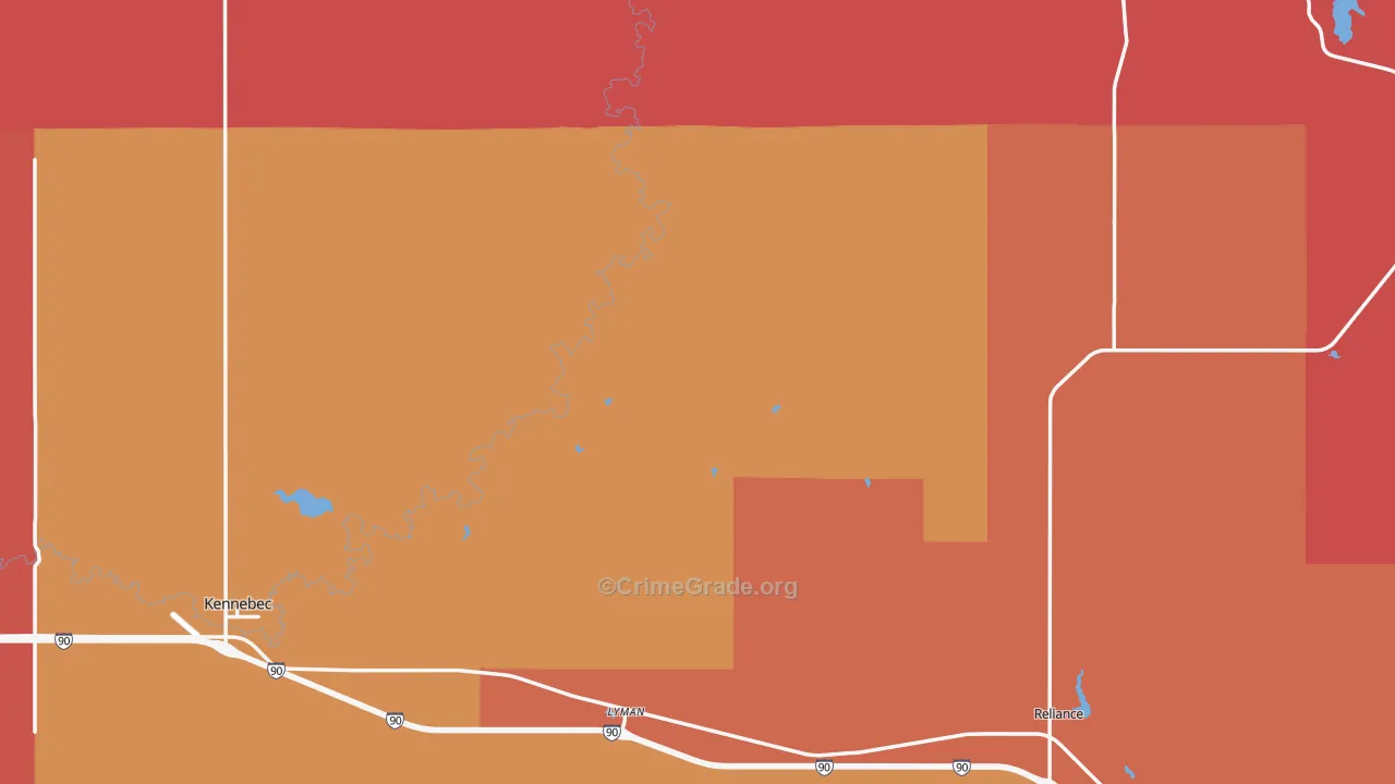 Lyman County, SD Map of Robbery Rates