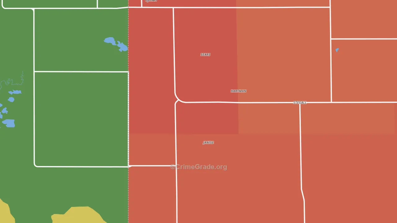 Lyman, NE Map of Robbery Rates