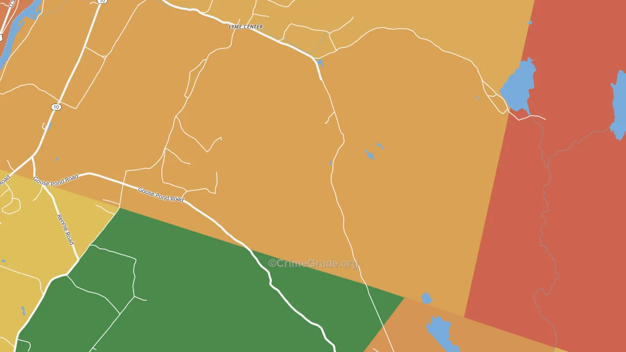 Lyme Center, NH Map of Robbery Rates