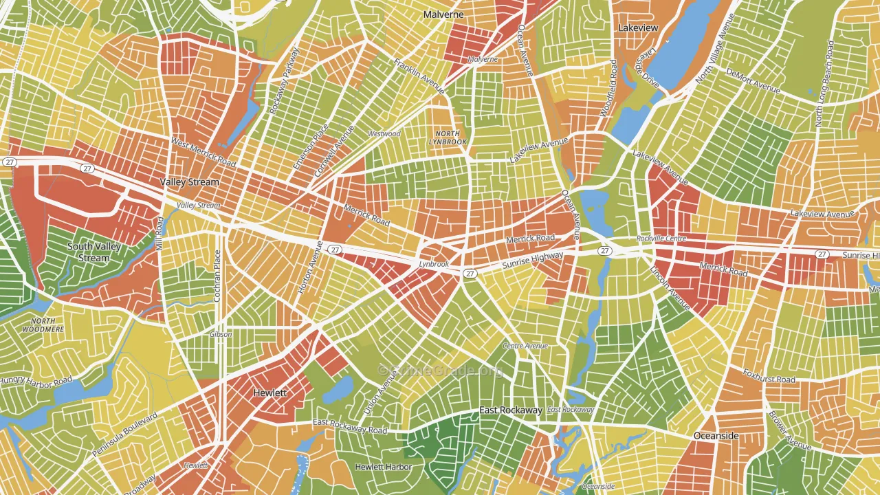 Lynbrook, NY Map of Robbery Rates