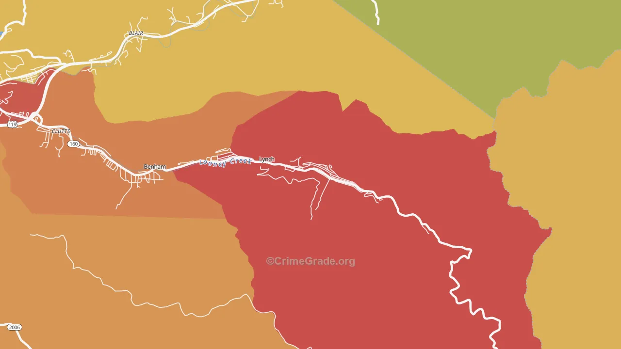 Lynch, KY Map of Robbery Rates