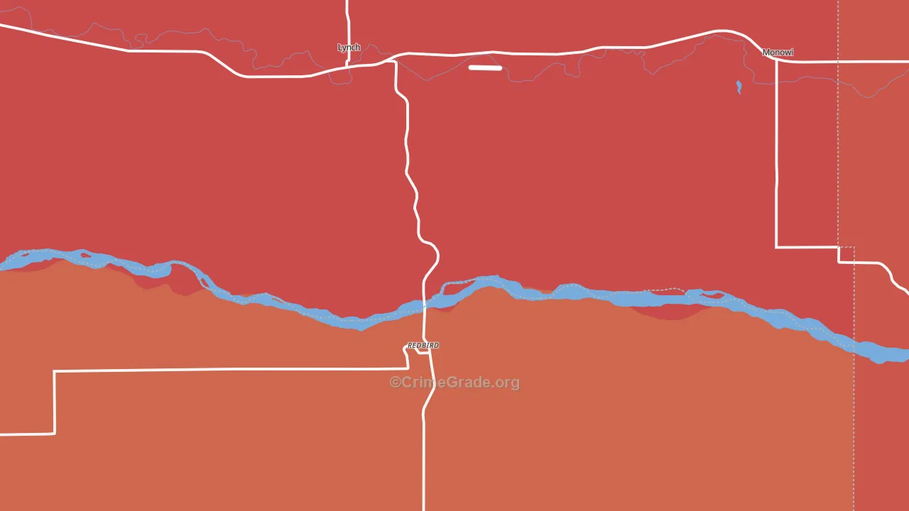 Lynch, NE Map of Robbery Rates