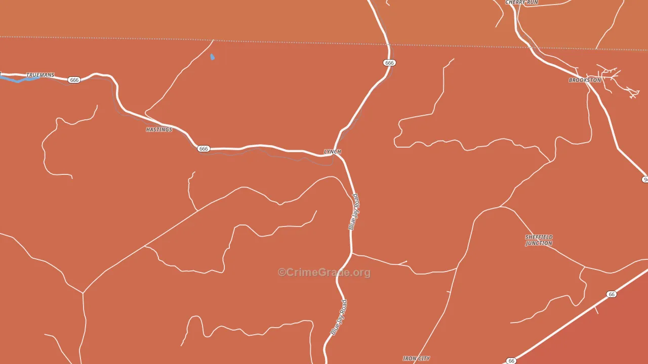 Lynch, PA Map of Robbery Rates