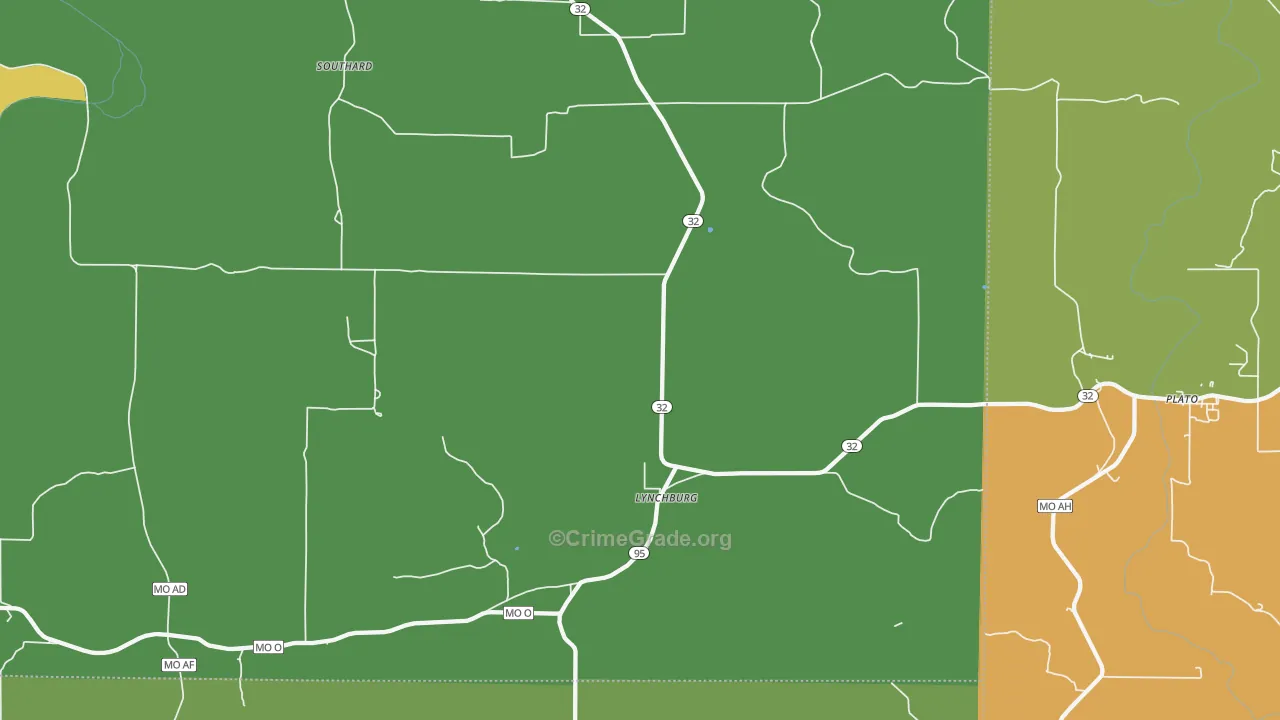 Lynchburg, MO Map of Robbery Rates
