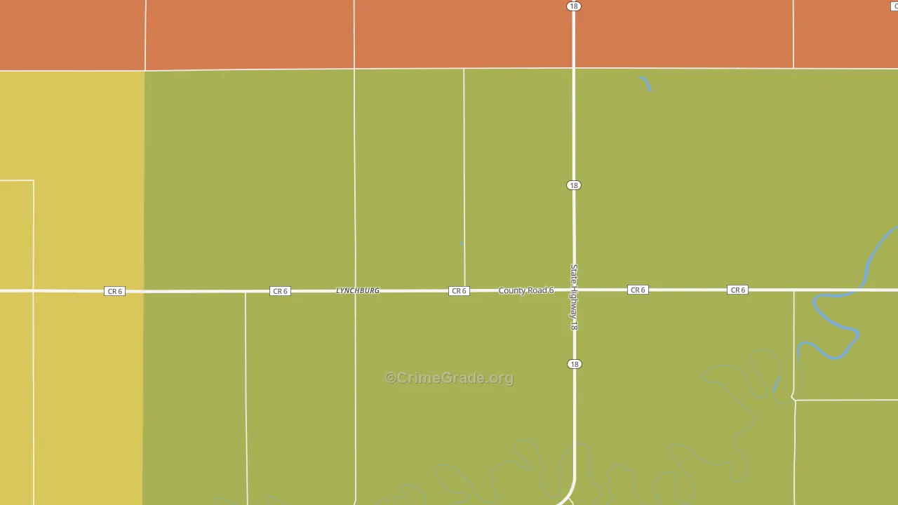 Lynchburg, ND Map of Robbery Rates