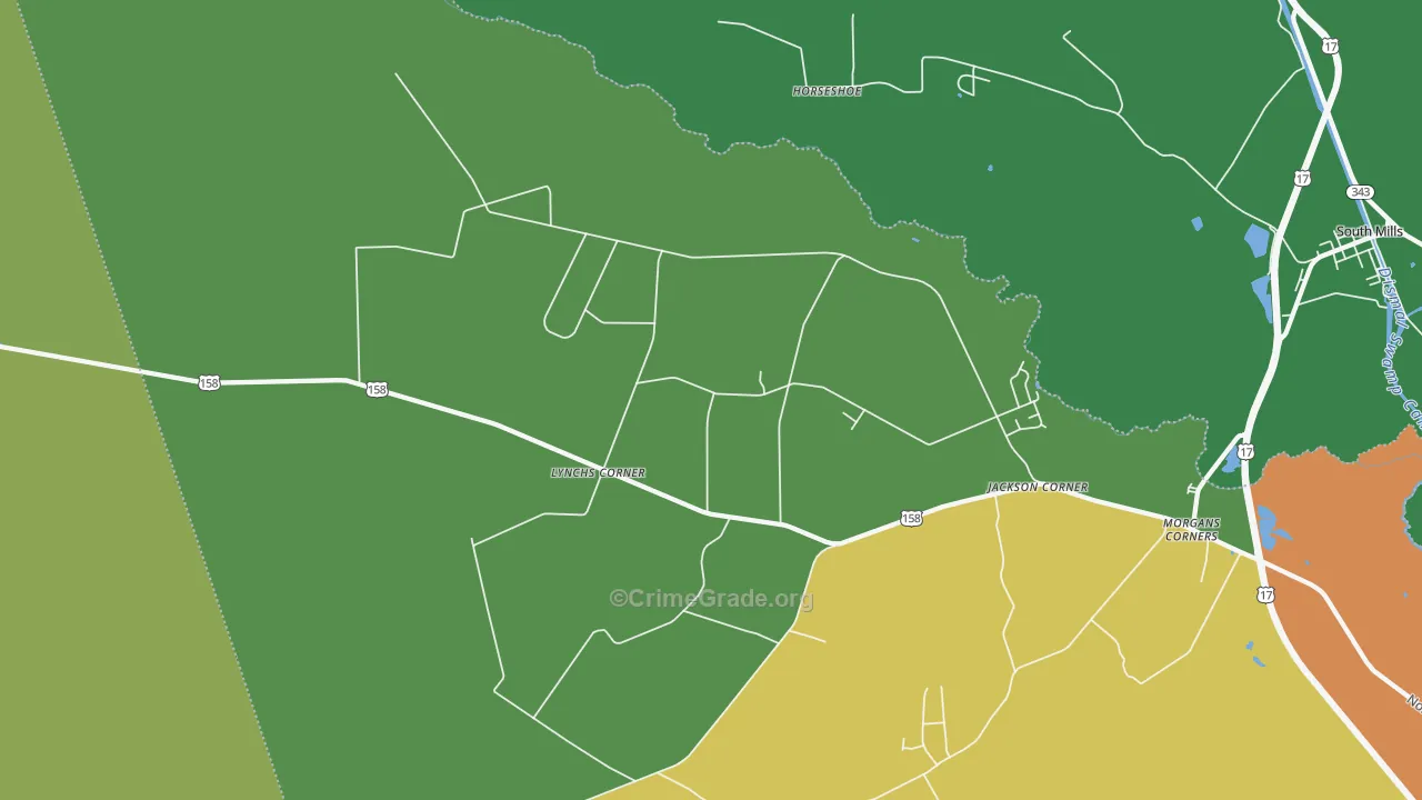 Lynchs Corner, NC Map of Robbery Rates
