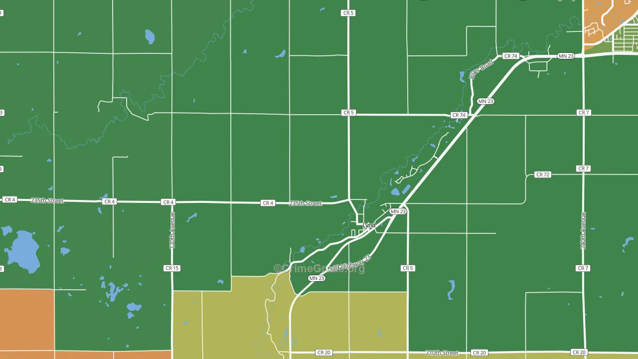 Lynd, MN Map of Robbery Rates