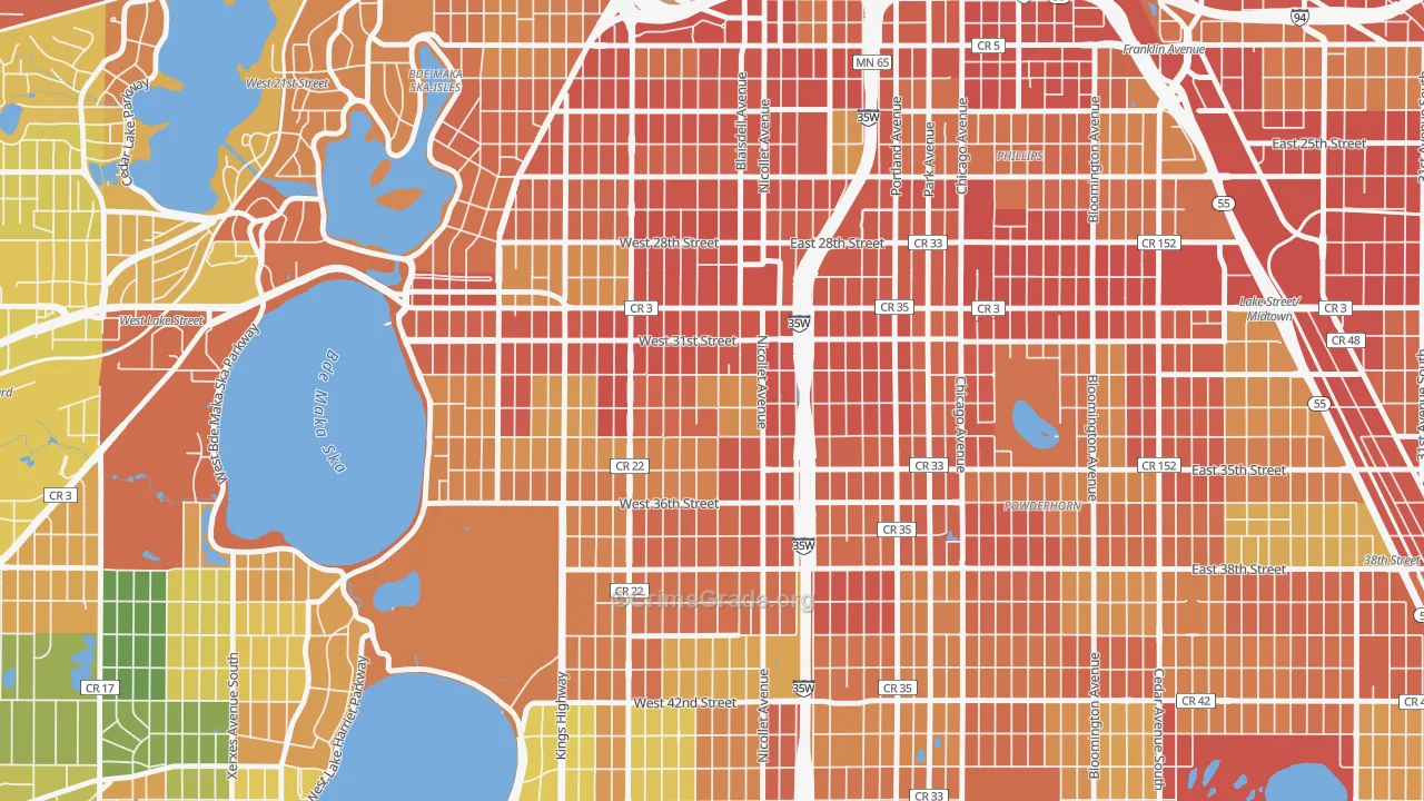 Lyndale, Minneapolis, MN Map of Robbery Rates