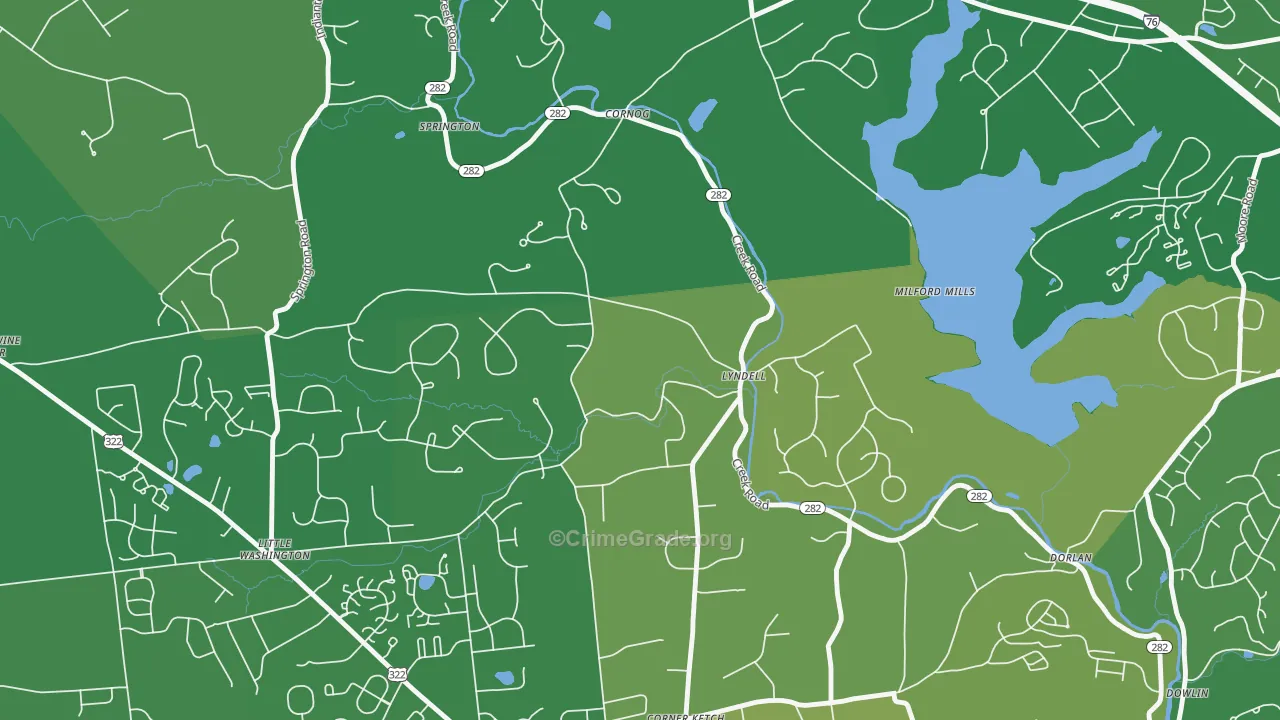 Lyndell, PA Map of Robbery Rates
