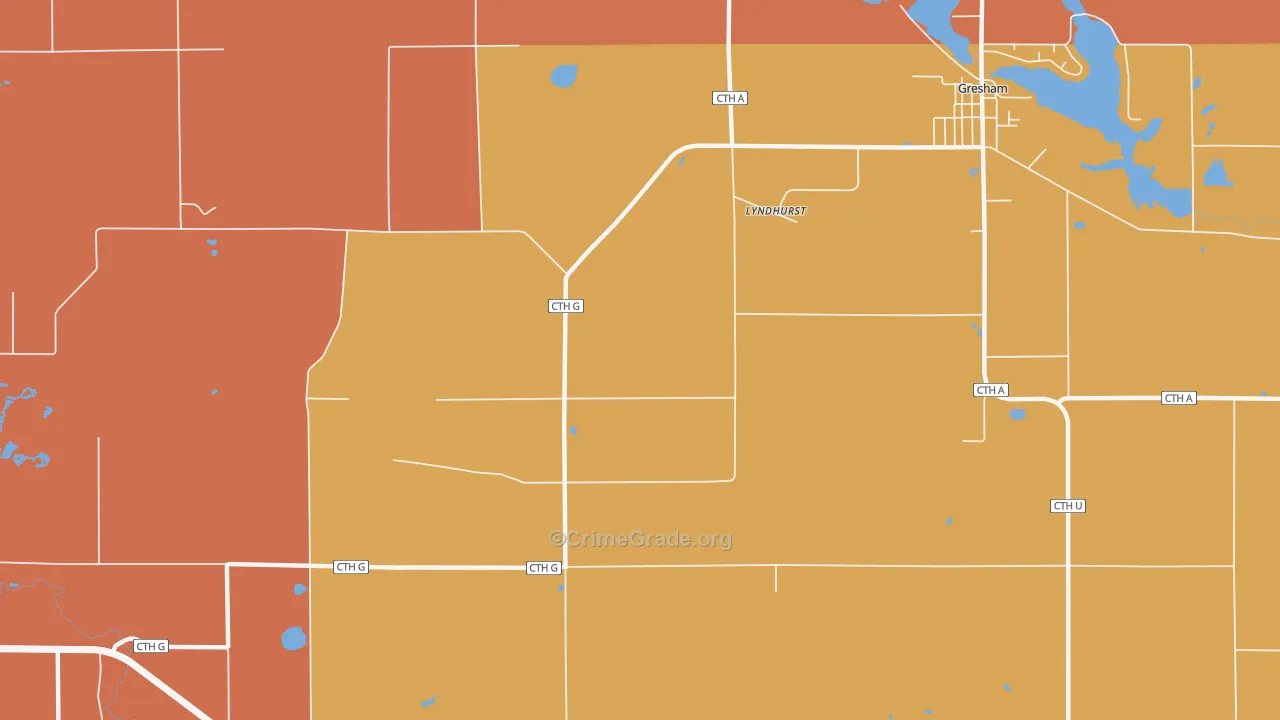 Lyndhurst, WI Map of Robbery Rates