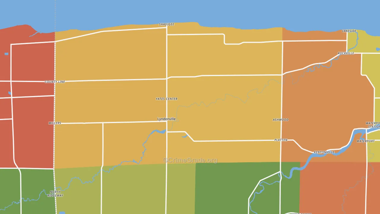 Lyndonville, NY Map of Robbery Rates