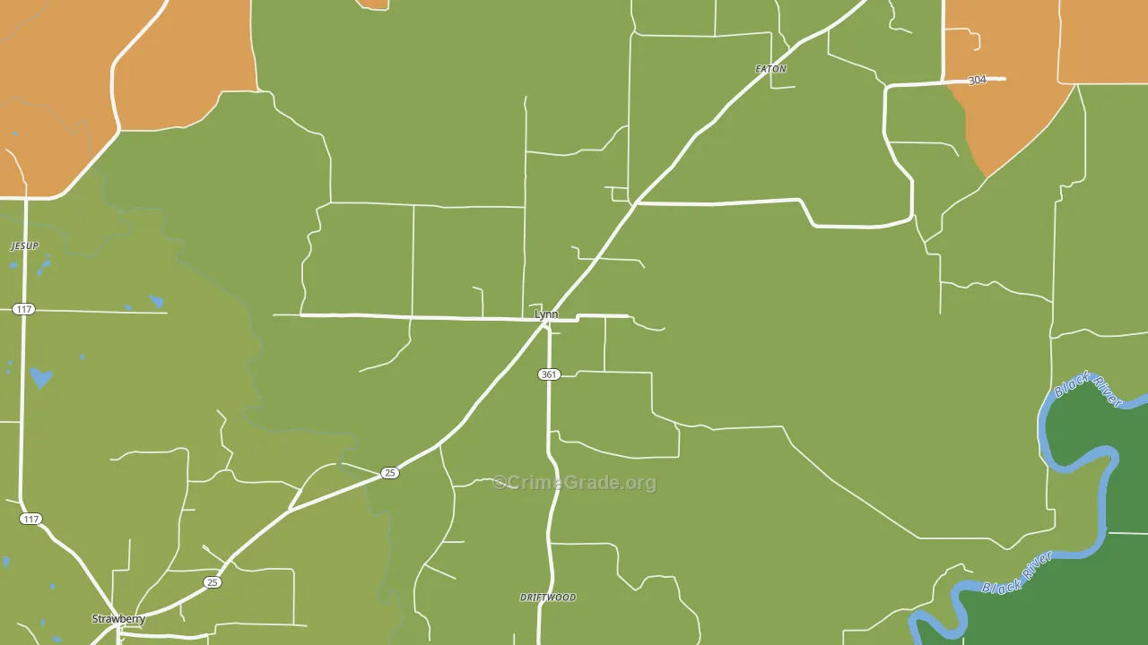 Lynn, AR Map of Robbery Rates