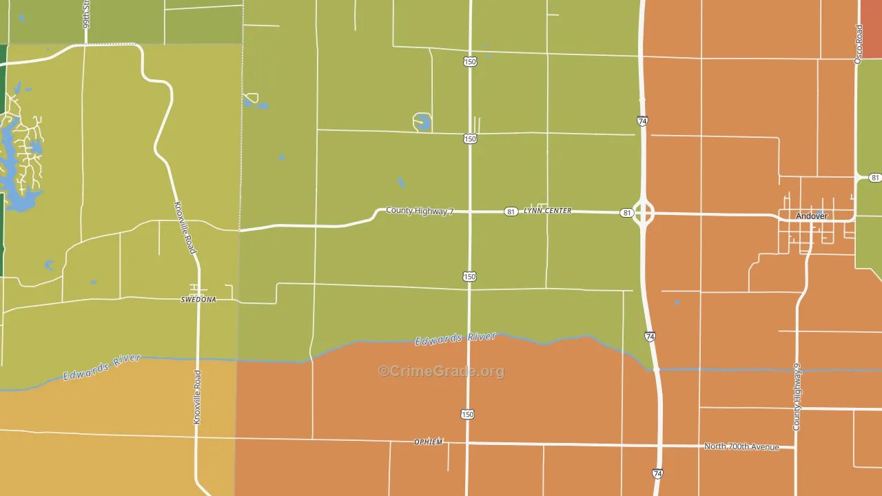 Lynn Center, IL Map of Robbery Rates