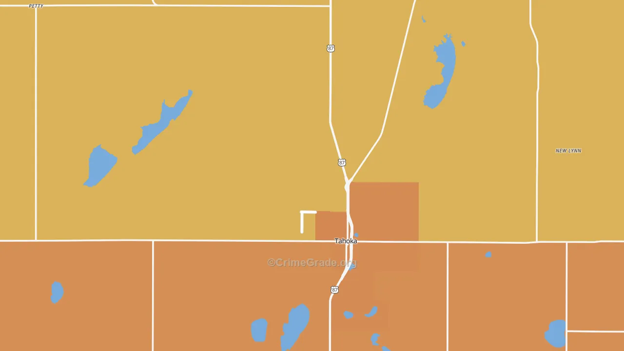 Lynn County, TX Map of Robbery Rates