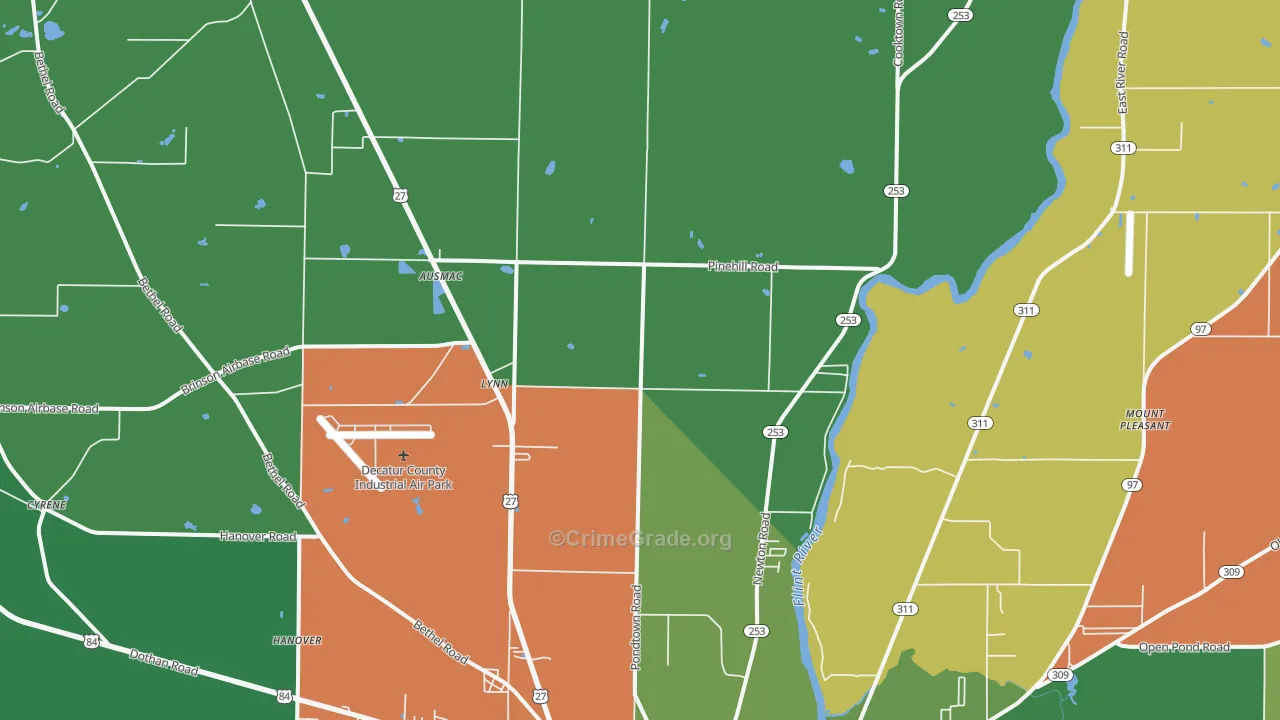 Lynn, GA Map of Robbery Rates