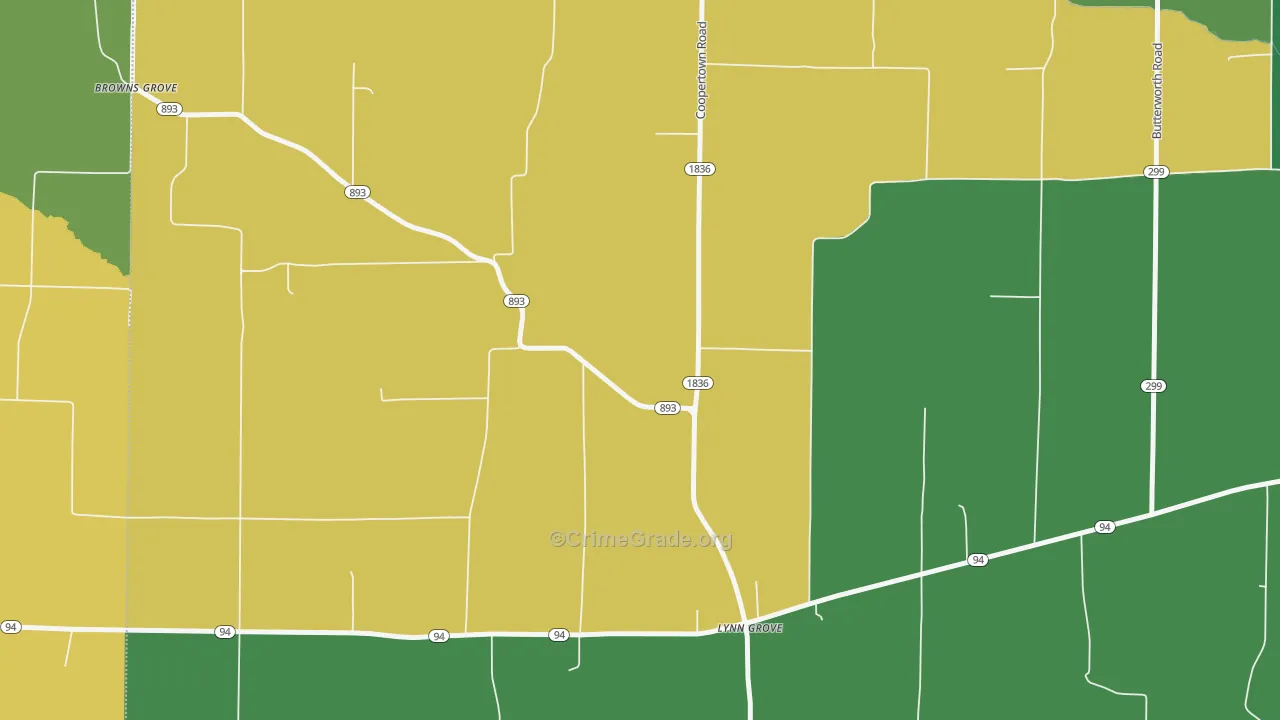 Lynn Grove, KY Map of Robbery Rates