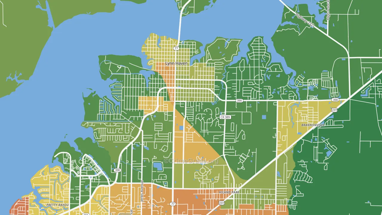 Lynn Haven, FL Map of Robbery Rates