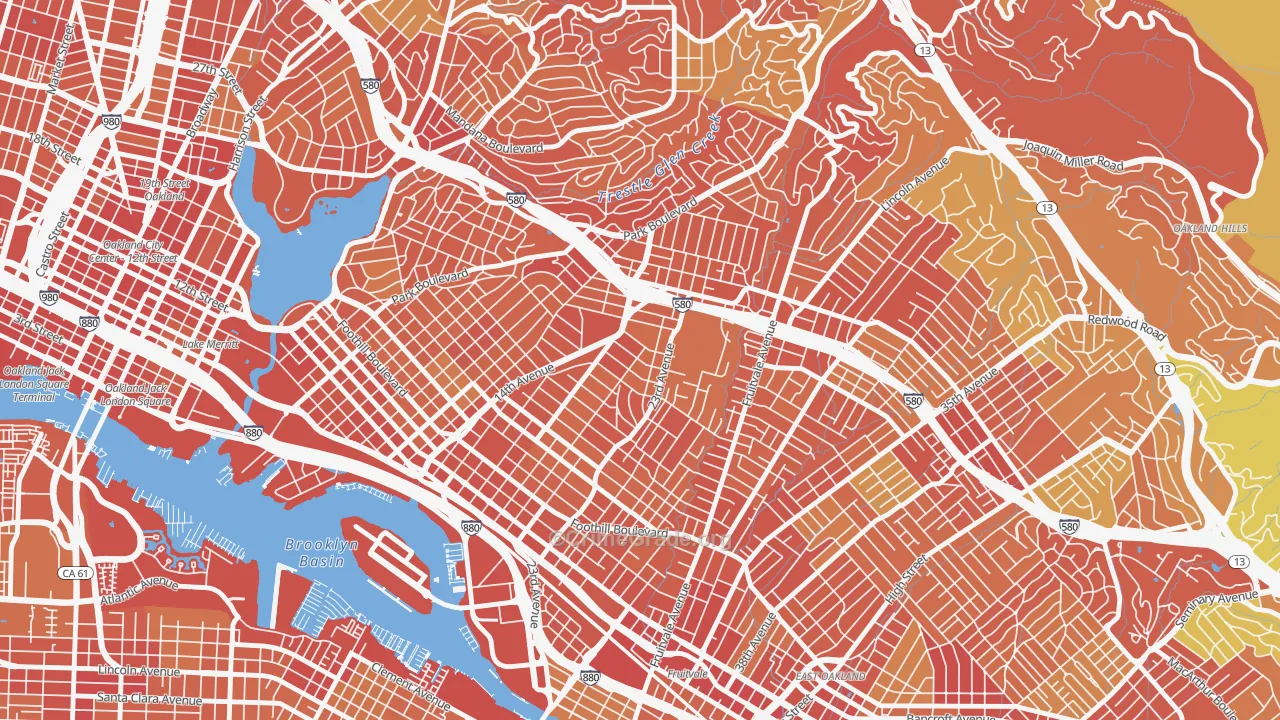 Lynn-Highland Park, Oakland, CA Map of Robbery Rates