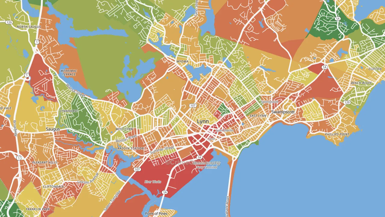 Lynn, MA Map of Robbery Rates