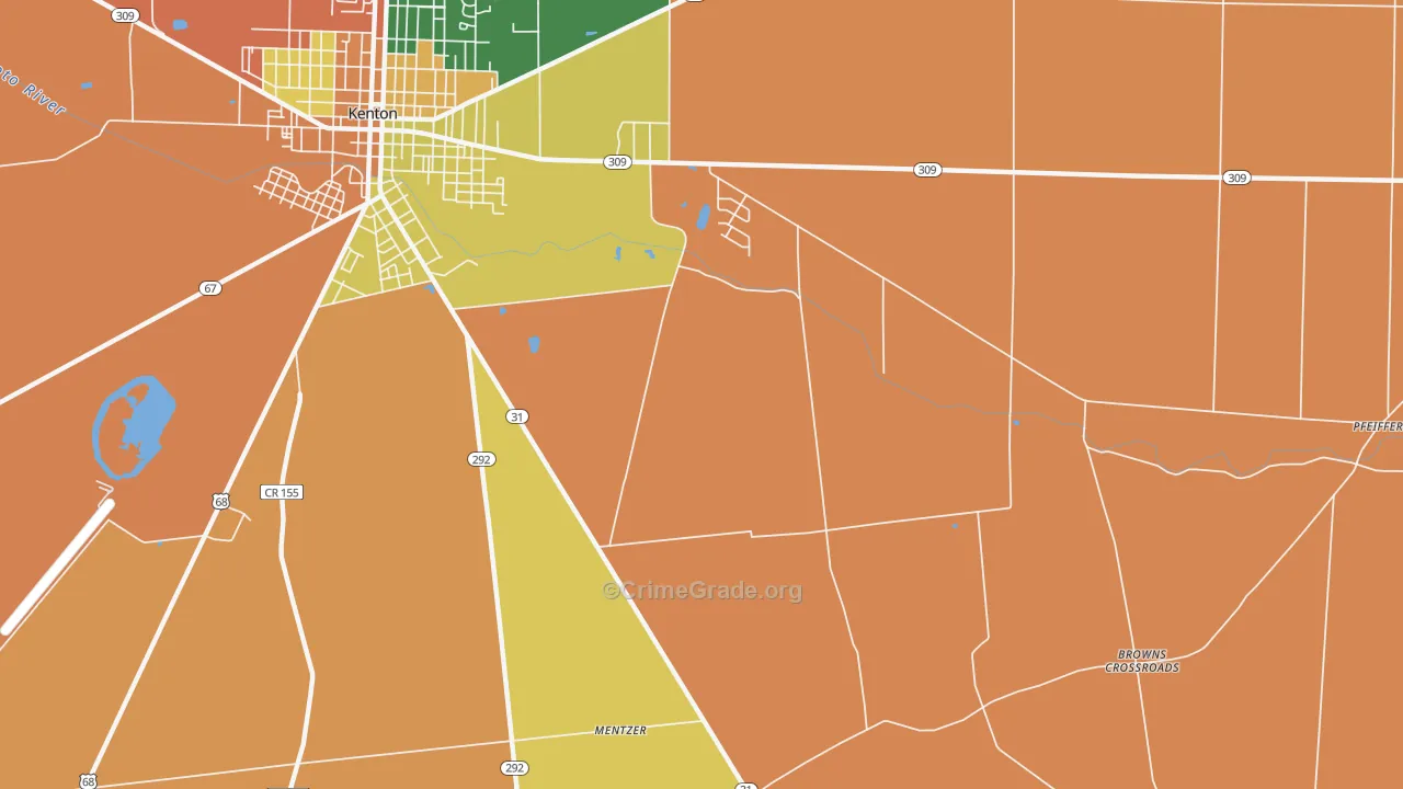 Lynn, OH Map of Robbery Rates