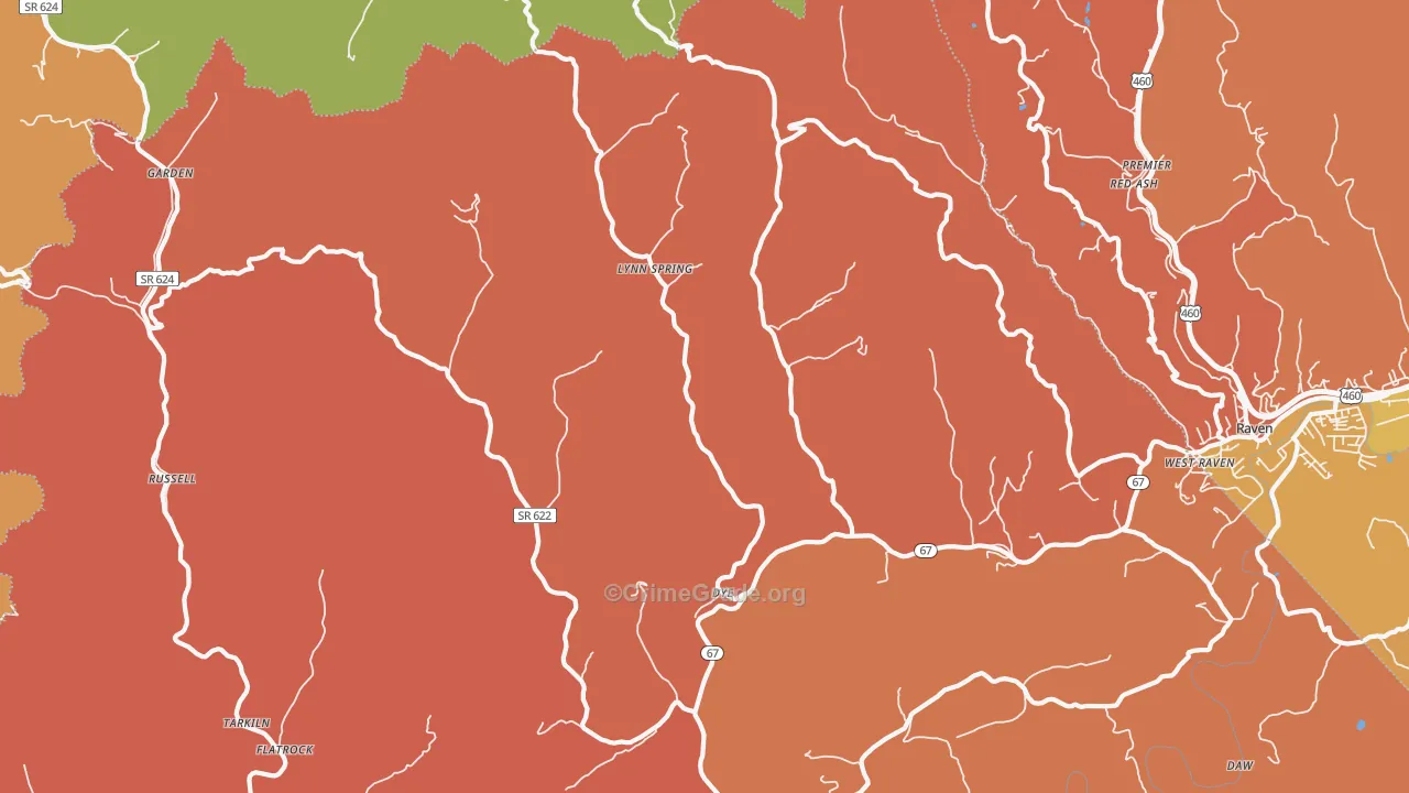 Lynn Spring, VA Map of Robbery Rates