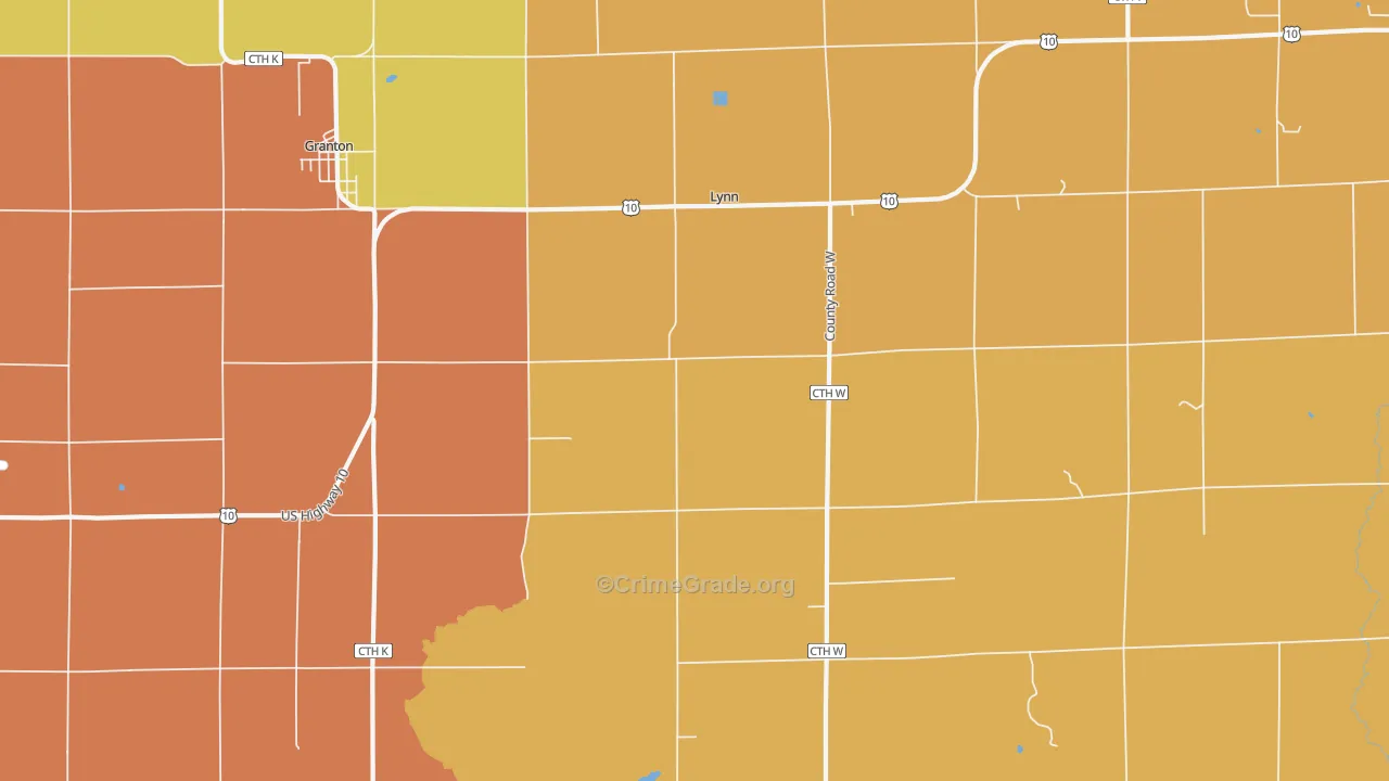 Lynn, WI Map of Robbery Rates