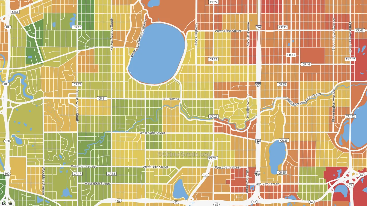 Lynnhurst, Minneapolis, MN Map of Robbery Rates