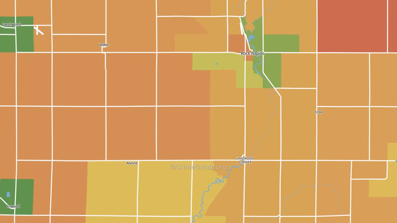 Lyon County, IA Map of Robbery Rates