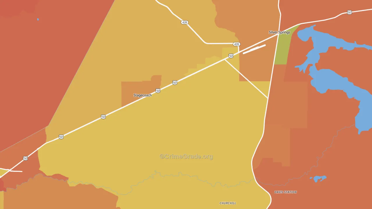 Lyon County, NV Map of Robbery Rates