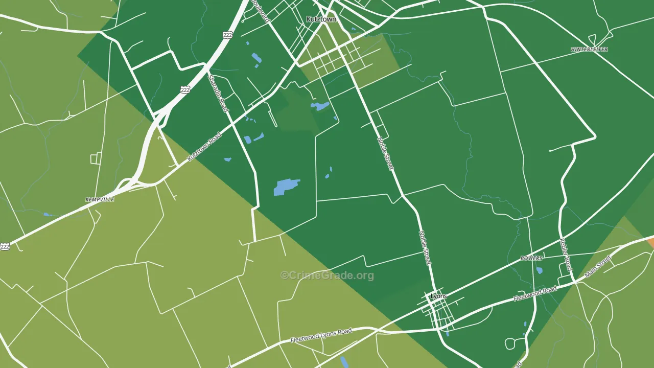 Lyon Station, PA Map of Robbery Rates