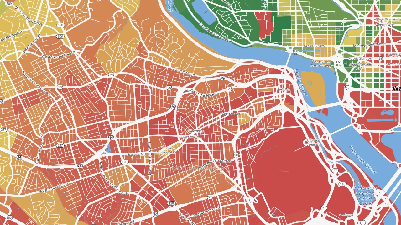 Lyon Village, Arlington, VA Map of Robbery Rates