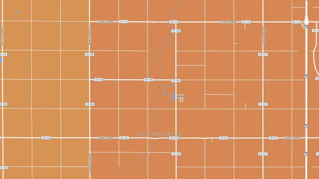 Lyons, SD Map of Robbery Rates