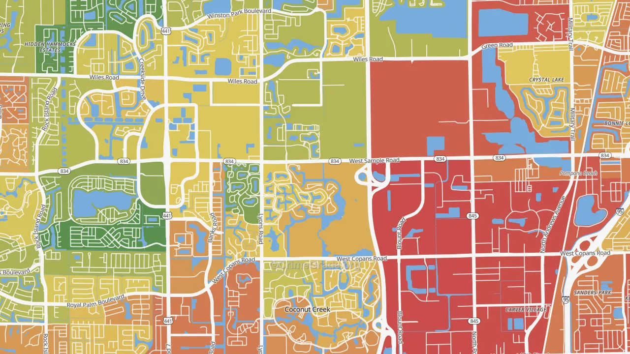 Lyons Tradewinds Park, Coconut Creek, FL Map of Robbery Rates