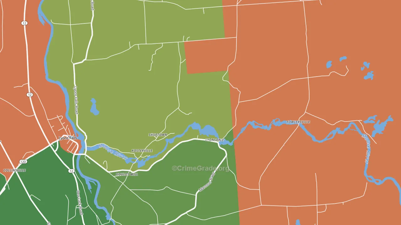 Lyonsdale, NY Map of Robbery Rates