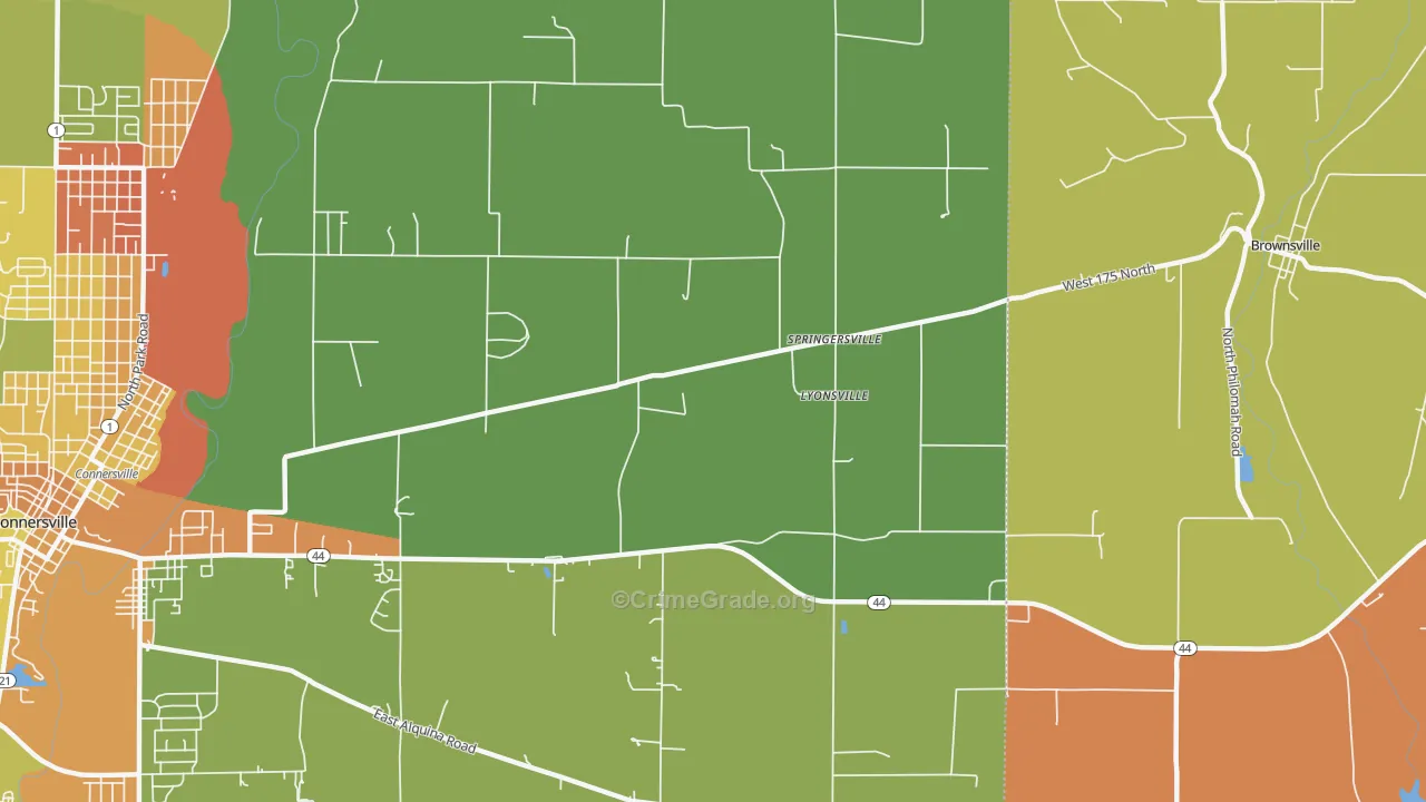 Lyonsville, IN Map of Robbery Rates