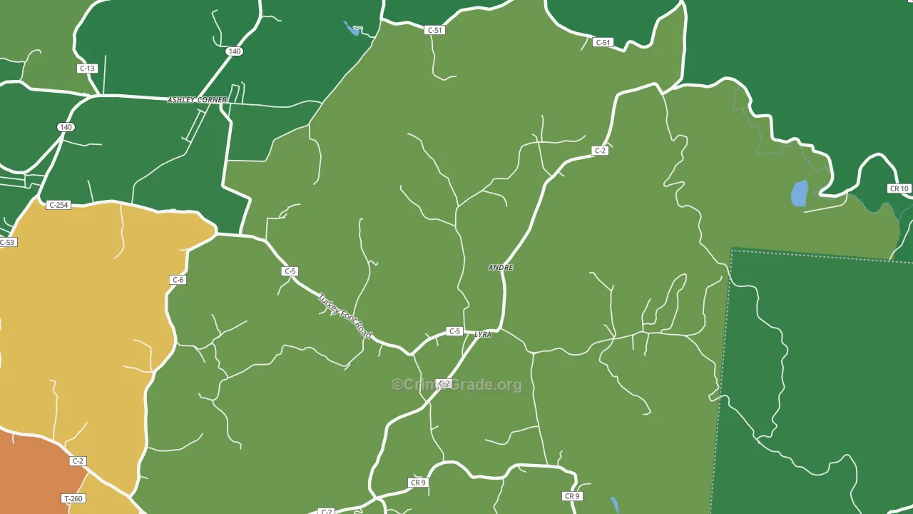 Lyra, OH Map of Robbery Rates