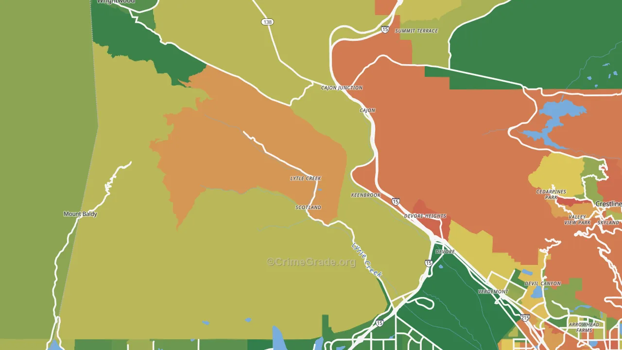 Lytle Creek, CA Map of Robbery Rates