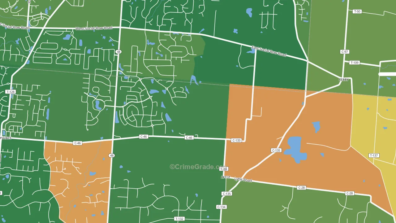 Lytle, OH Map of Robbery Rates