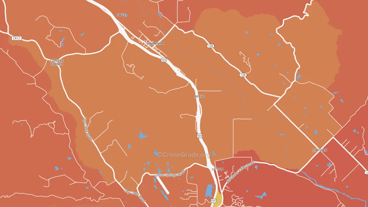 Lytton, CA Map of Robbery Rates