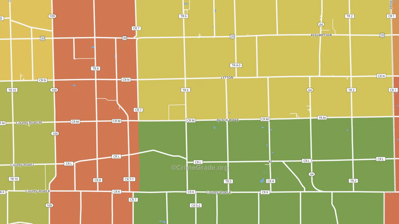 Lytton, OH Map of Robbery Rates