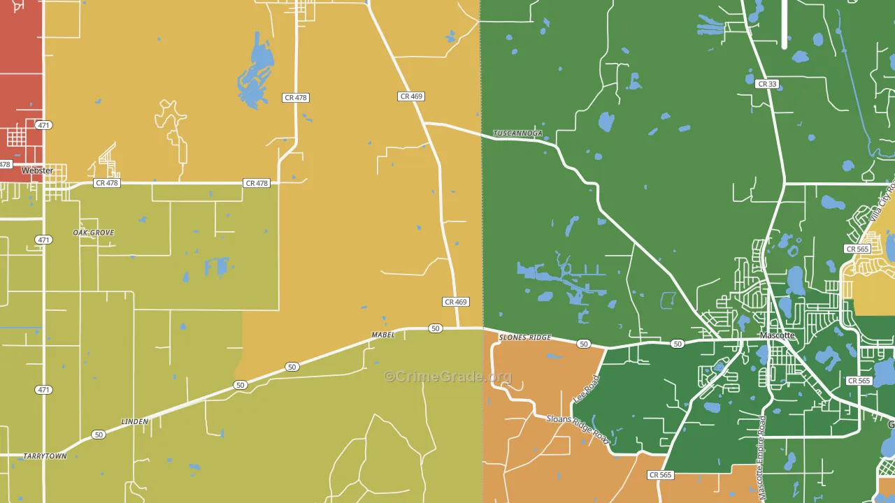 Mabel, FL Map of Robbery Rates