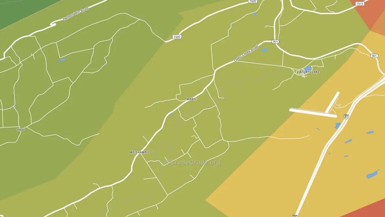 Mabel, PA Map of Robbery Rates
