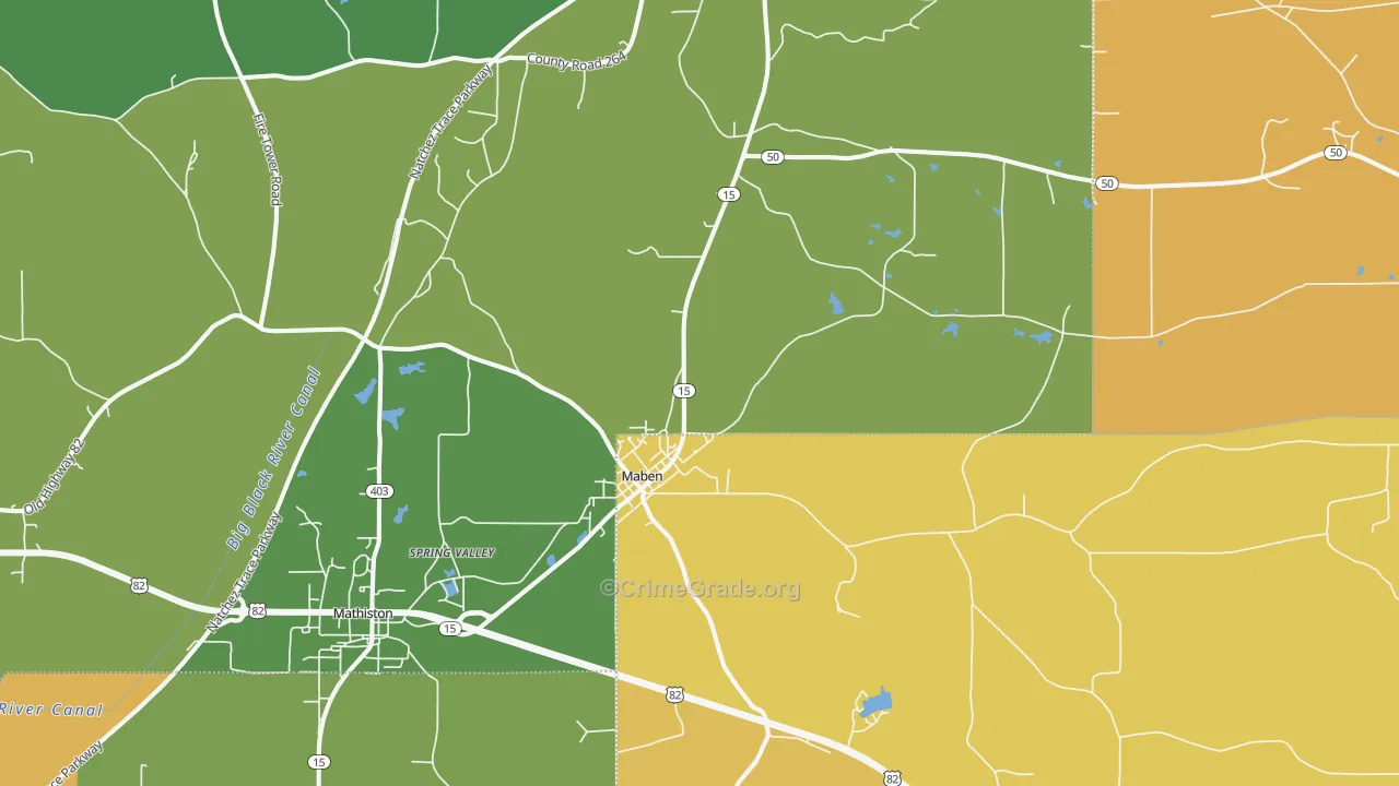 Maben, MS Map of Robbery Rates